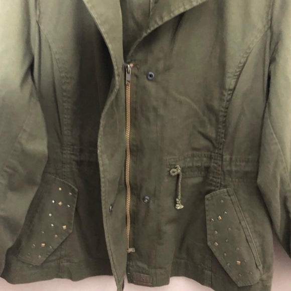 Relativity Outerwear Olive Green Embellished Utility Jacket, size 2X - Picture 3 of 4